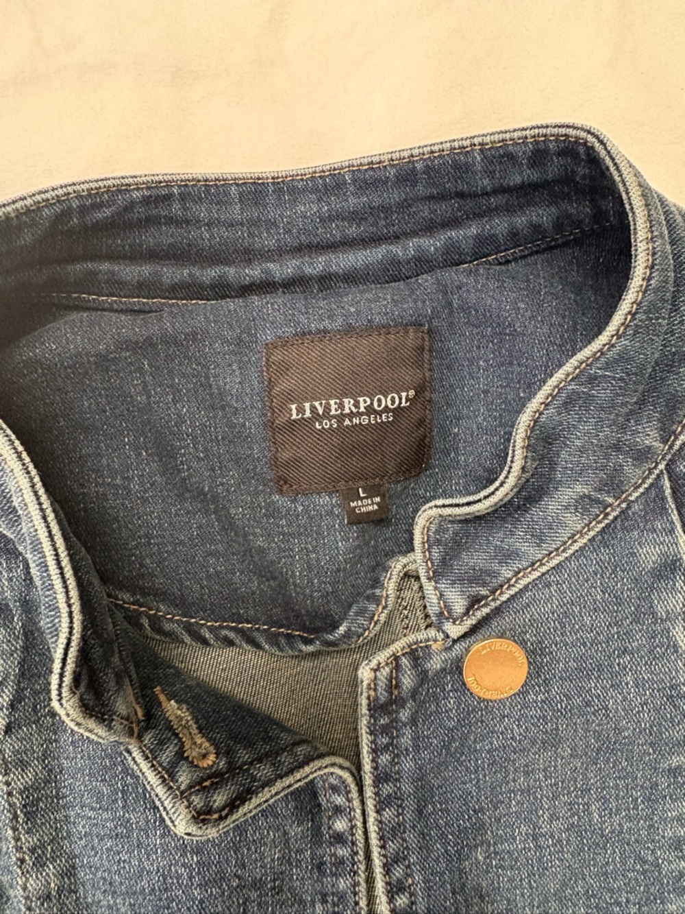 Liverpool Dark Blue Denim Jacket with Front Patch Pockets - Picture 2 of 14